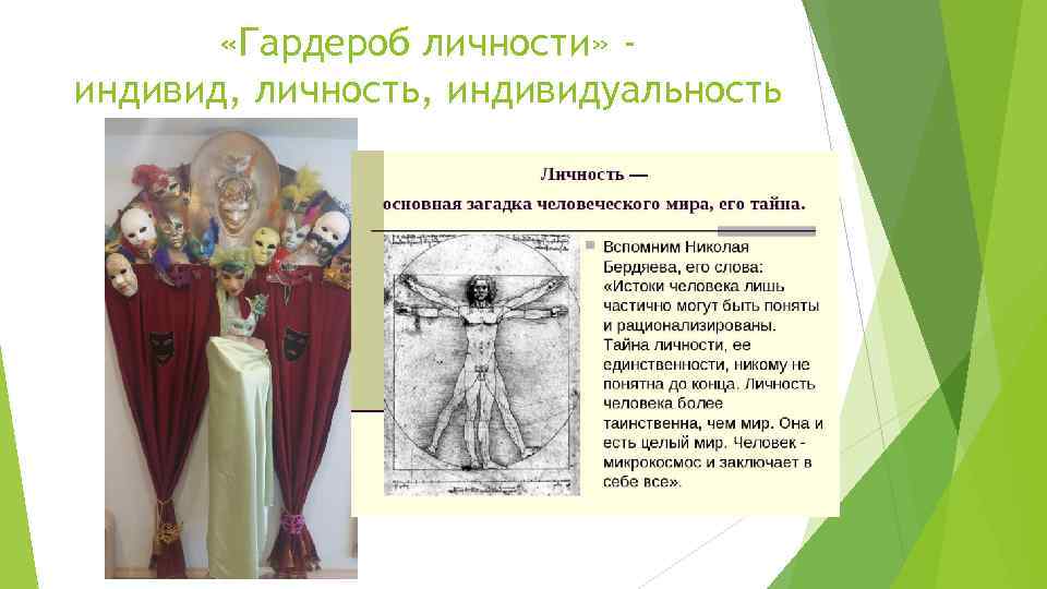  «Гардероб личности» индивид, личность, индивидуальность 