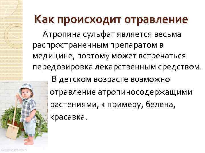 Отравление атропином и белладонной у детей Выполнила Данилова
