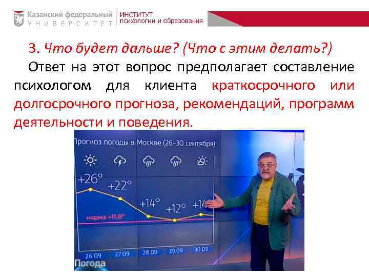 3. Что будет дальше? (Что с этим делать? ) Ответ на этот вопрос предполагает