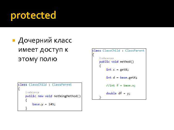 protected Дочерний класс имеет доступ к этому полю 
