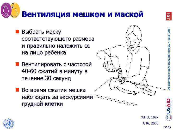 Эффективная перинатальная помощь и уход (ЭПУ) Вентиляция мешком и маской n Выбрать маску соответствующего