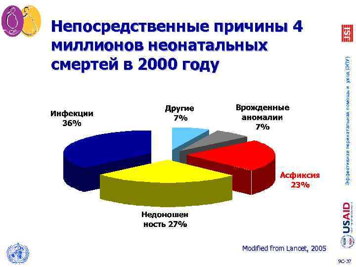 Эффективная перинатальная помощь и уход (ЭПУ) Непосредственные причины 4 миллионов неонатальных смертей в 2000