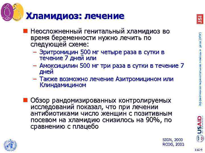 n Неосложненный генитальный хламидиоз во время беременности нужно лечить по следующей схеме: – Эритромицин