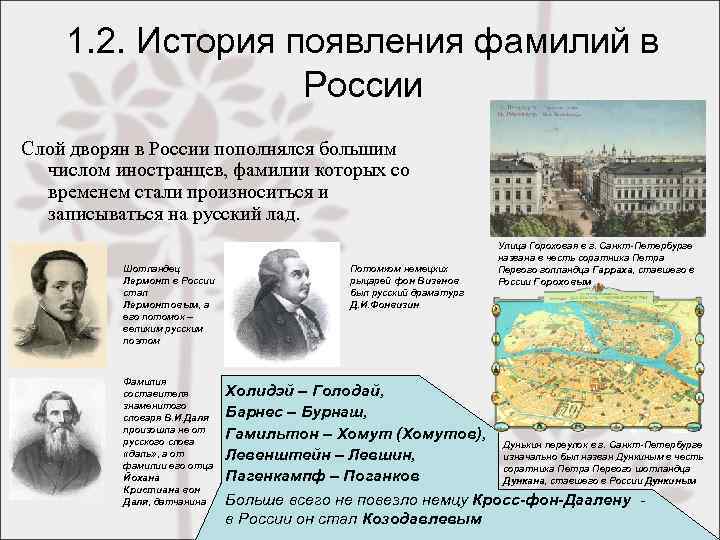 1. 2. История появления фамилий в России Слой дворян в России пополнялся большим числом