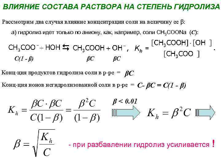 Случай гидролиза солей