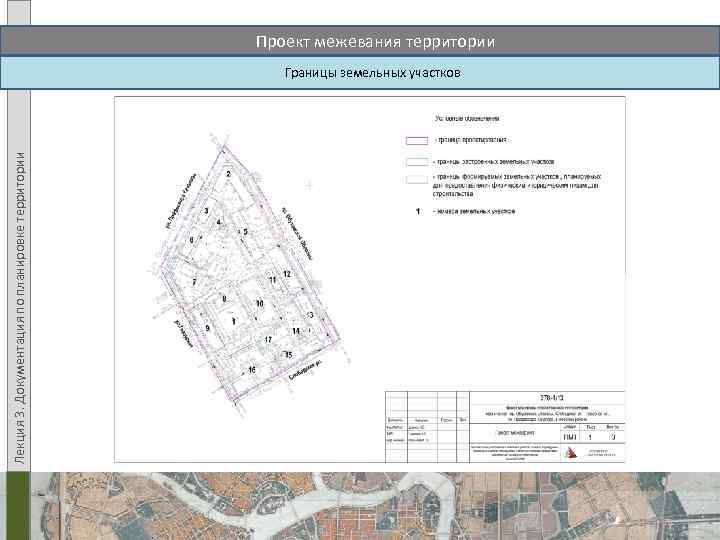 Проект межевания территории Лекция 3. Документация по планировке территории Границы земельных участков 