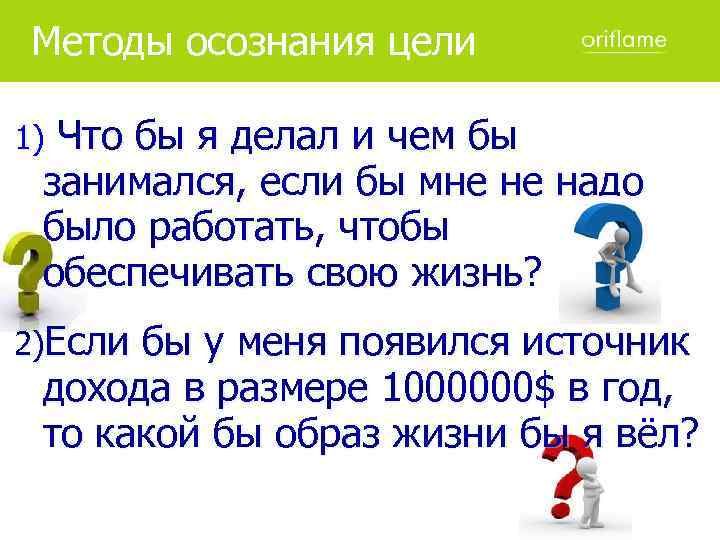 Методы осознания цели Что бы я делал и чем бы занимался, если бы мне