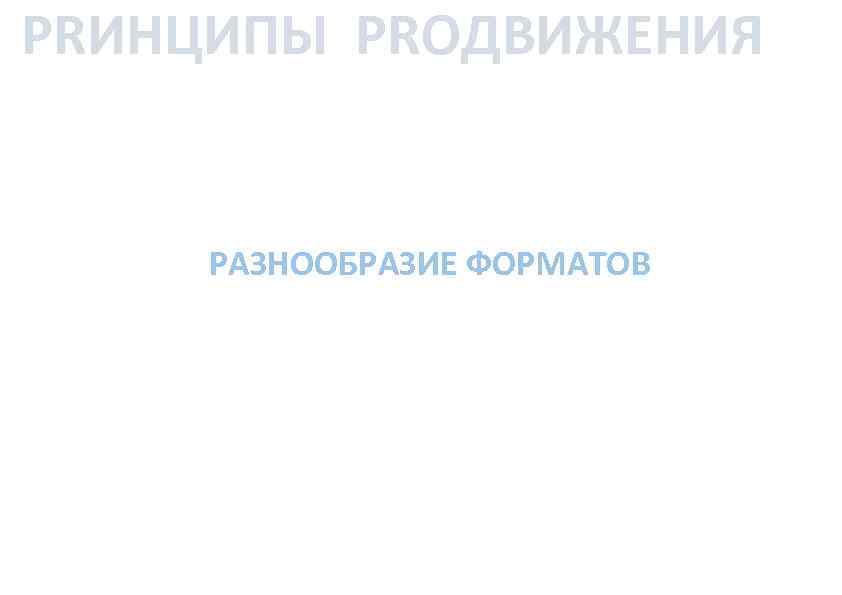 PRИНЦИПЫ PRОДВИЖЕНИЯ РАЗНООБРАЗИЕ ФОРМАТОВ 