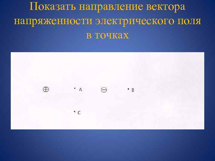 Показать направление вектора напряженности электрического поля в точках 