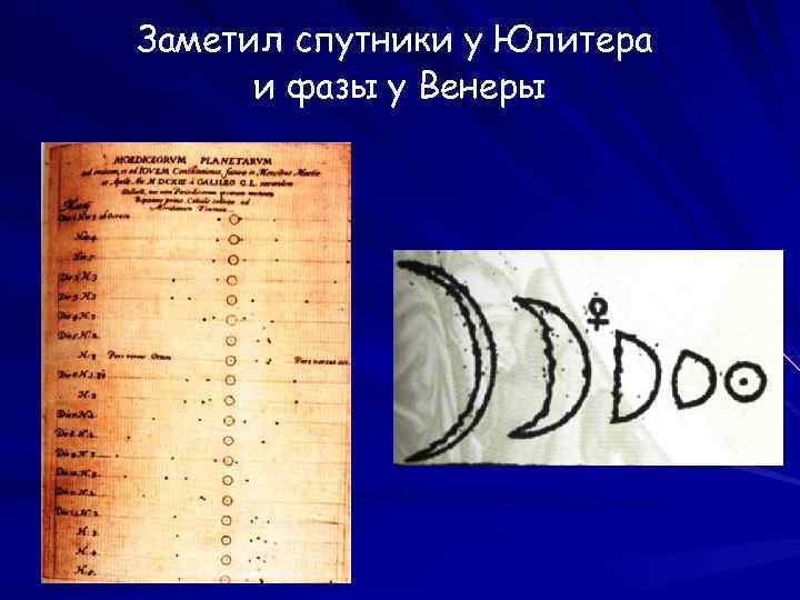 Заметил спутники у Юпитера и фазы у Венеры 