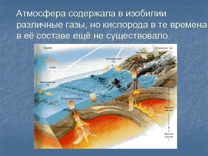 Атмосфера содержала в изобилии различные газы, но кислорода в те времена в её составе