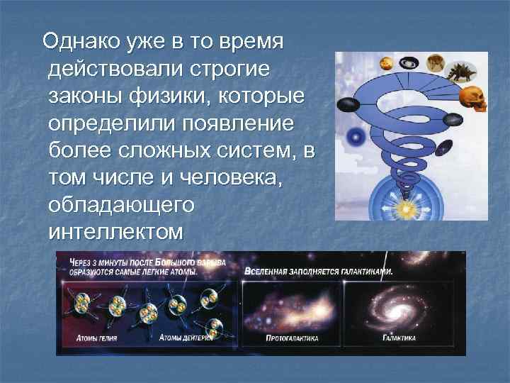 Однако уже в то время действовали строгие законы физики, которые определили появление более сложных