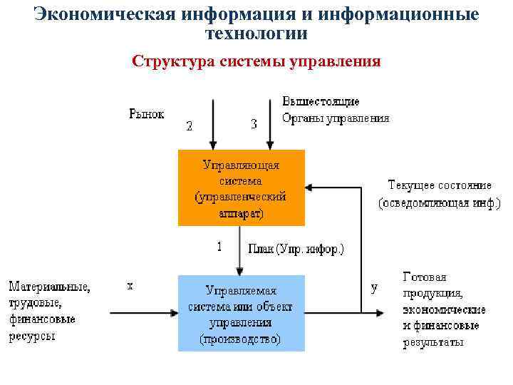 Экономическая информация и информационные технологии Структура системы управления 