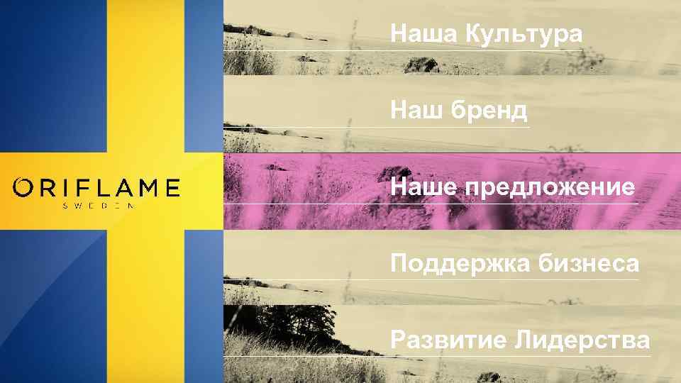 Наша Культура Наш бренд Наше предложение Поддержка бизнеса Развитие Лидерства 