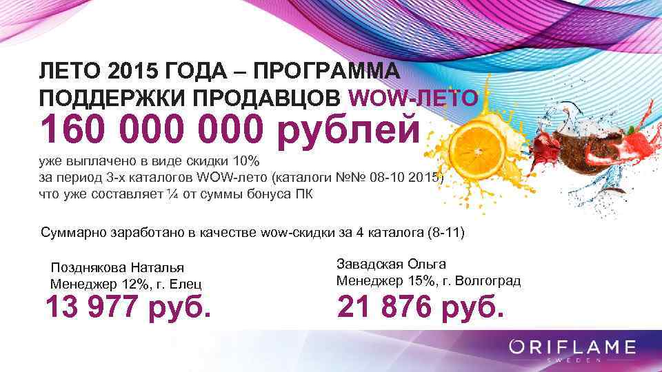 ЛЕТО 2015 ГОДА – ПРОГРАММА ПОДДЕРЖКИ ПРОДАВЦОВ WOW-ЛЕТО 160 000 рублей уже выплачено в