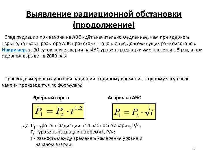 Схема радиационной обстановки