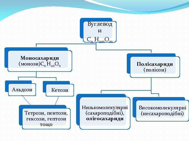 Вуглевод и Сn H 2 m. Om Моносахариди (монози)Сn H 2 n. On Альдози