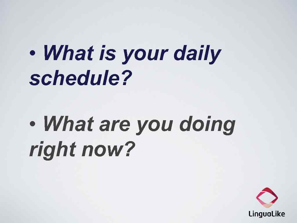  • What is your daily schedule? • What are you doing right now?