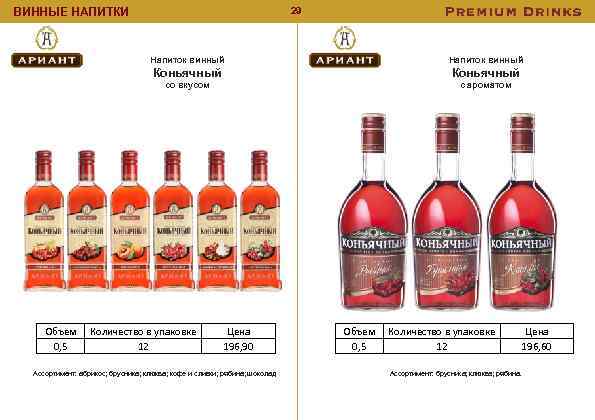 29 ВИННЫЕ НАПИТКИ Напиток винный Коньячный со вкусом Объем 0, 5 Напиток винный с