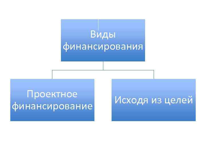 Виды финансирования Проектное финансирование Исходя из целей 