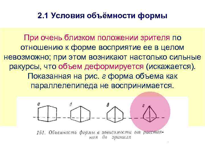 2. 1 Условия объёмности формы При очень близком положении зрителя по отношению к форме