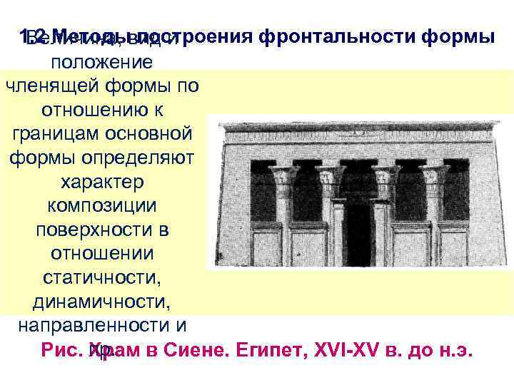 1. 2 Методы построения фронтальности формы Величина, вид и положение членящей формы по отношению