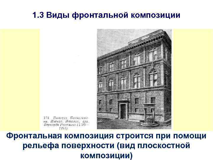 1. 3 Виды фронтальной композиции Фронтальная композиция строится при помощи рельефа поверхности (вид плоскостной
