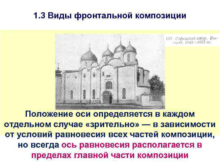 1. 3 Виды фронтальной композиции Положение оси определяется в каждом отдельном случае «зрительно» —