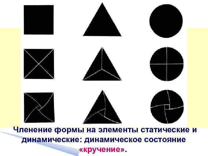 Динамичность форм. Статичная и динамичная форма. Членение формы. Членение формы на элементы статические и динамические. Динамическая и статическая формы.