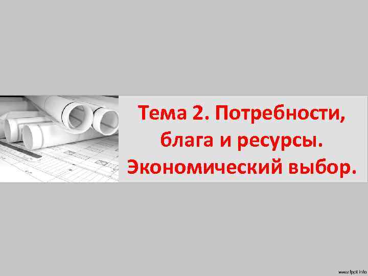 Тема 2. Потребности, блага и ресурсы. Экономический выбор. 