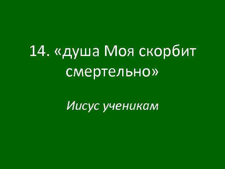 14. «душа Моя скорбит смертельно» Иисус ученикам 