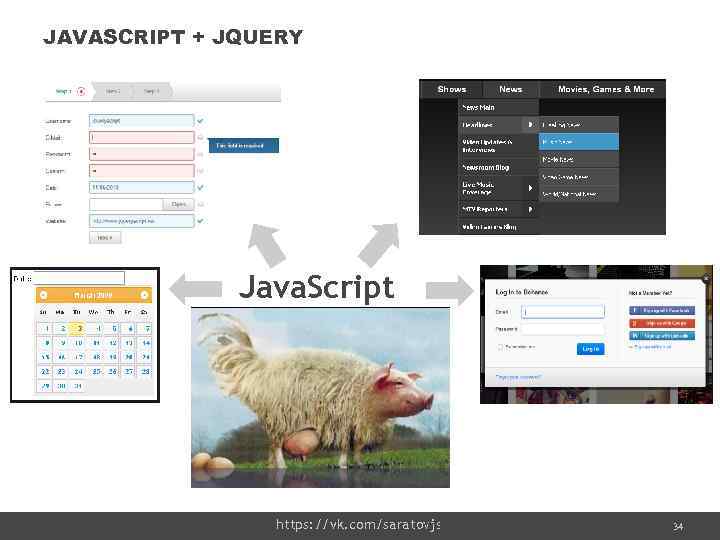 JAVASCRIPT + JQUERY Java. Script https: //vk. com/saratovjs Confidential 34 34 