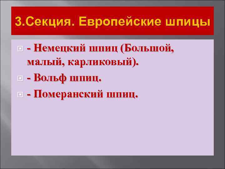 3. Секция. Европейские шпицы - Немецкий шпиц (Большой, малый, карликовый). - Вольф шпиц. -
