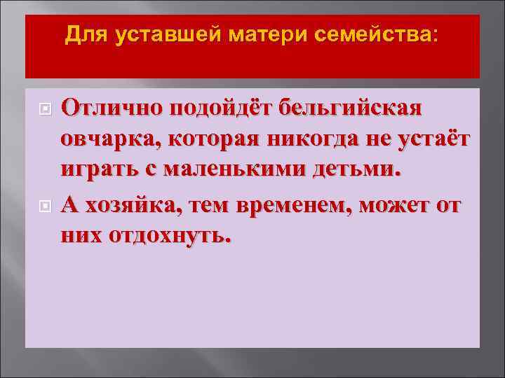 Для уставшей матери семейства: Отлично подойдёт бельгийская овчарка, которая никогда не устаёт играть с