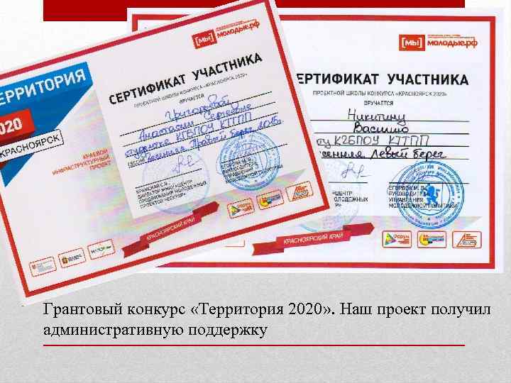 Грантовый конкурс «Территория 2020» . Наш проект получил административную поддержку 