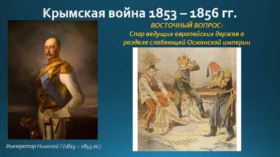 ВОСТОЧНЫЙ ВОПРОС: Спор ведущих европейских держав о разделе слабеющей Османской империи Император Николай I
