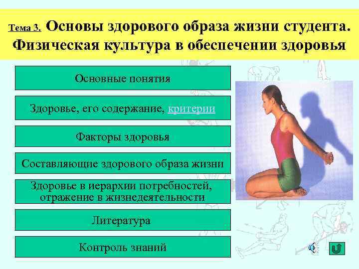 Основы здорового образа жизни студента. Физическая культура в обеспечении здоровья Тема 3. Основные понятия