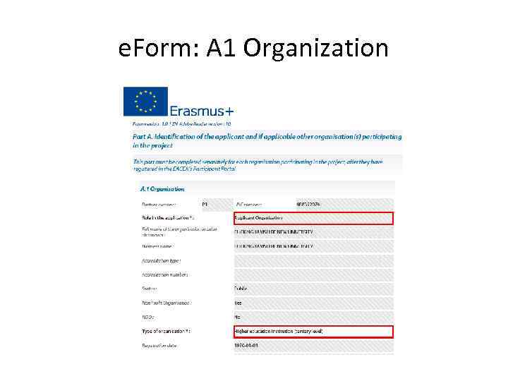 e. Form: A 1 Organization 