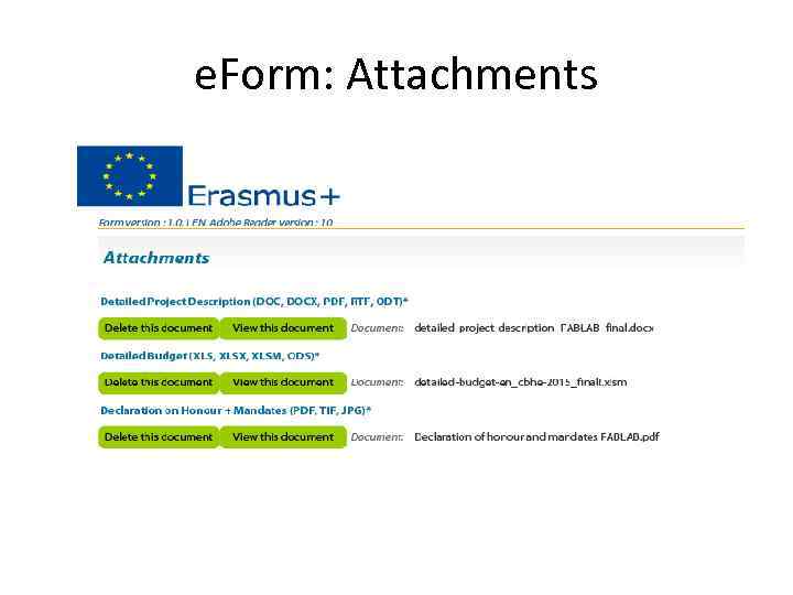 e. Form: Attachments 