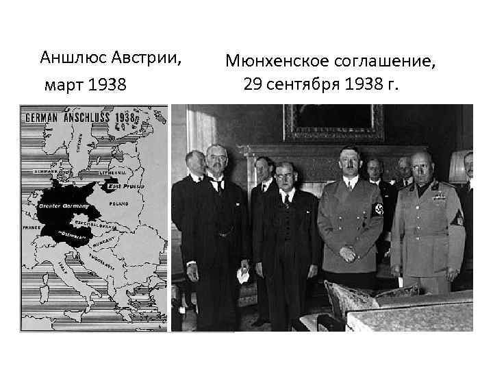 Аншлюс Австрии, март 1938 Мюнхенское соглашение, 29 сентября 1938 г. 