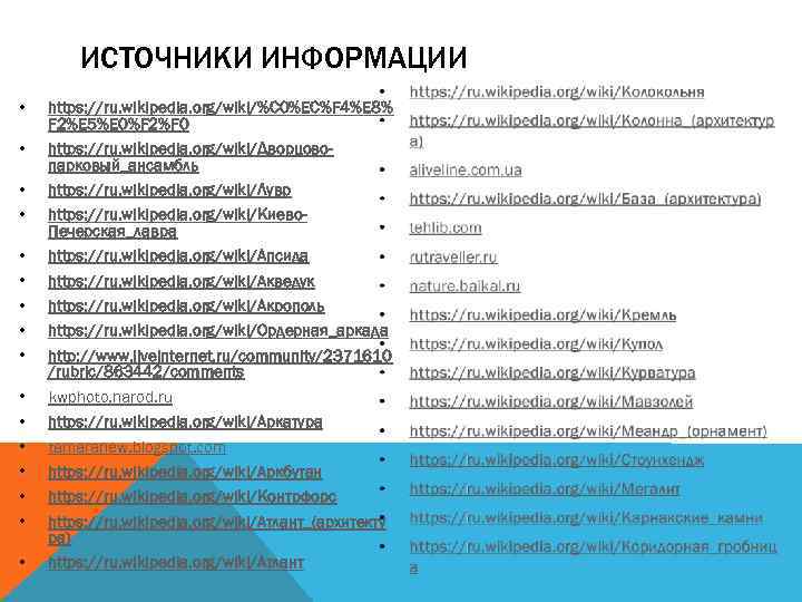 ИСТОЧНИКИ ИНФОРМАЦИИ • • • • https: //ru. wikipedia. org/wiki/%C 0%EC%F 4%E 8% F