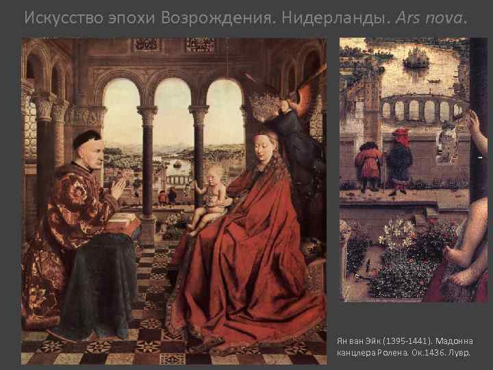 Искусство эпохи Возрождения. Нидерланды. Ars nova. Ян ван Эйк (1395 -1441). Мадонна канцлера Ролена.