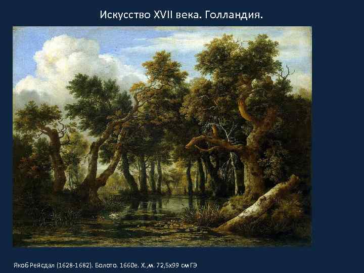 Искусство XVII века. Голландия. Якоб Рейсдал (1628 -1682). Болото. 1660 е. Х. , м.