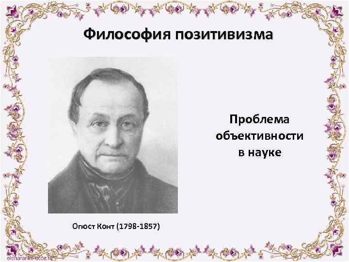Философия позитивизма Проблема объективности в науке Огюст Конт (1798 -1857) 