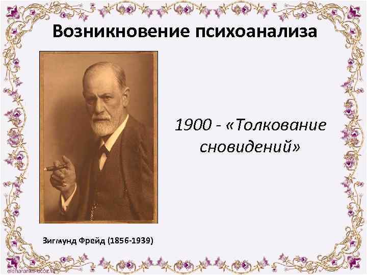 Возникновение психоанализа 1900 - «Толкование сновидений» Зигмунд Фрейд (1856 -1939) 