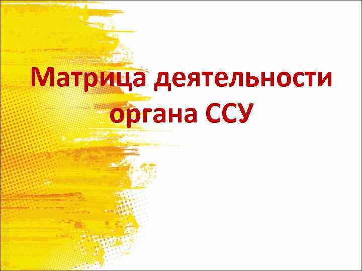 Матрица деятельности органа ССУ 