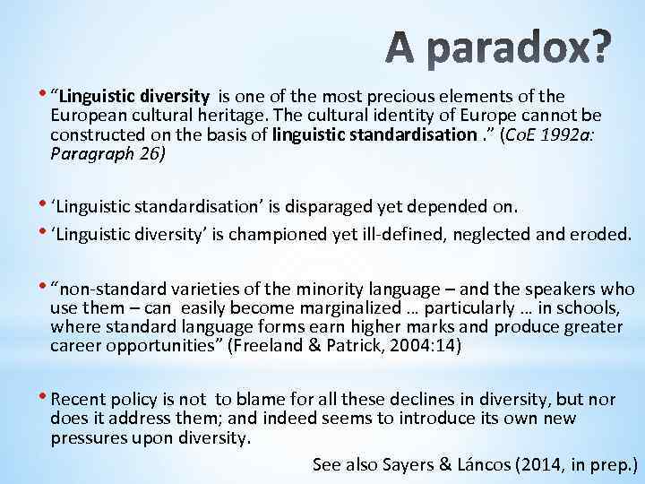 Re Defining Linguistic Diversity What Is Being Protected By