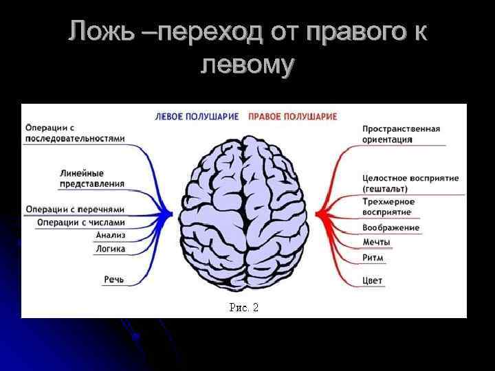 Ложь –переход от правого к левому 