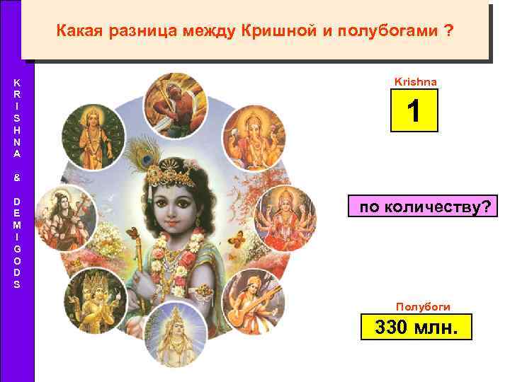 Какая разница между Кришной и полубогами ? K R I S H N A