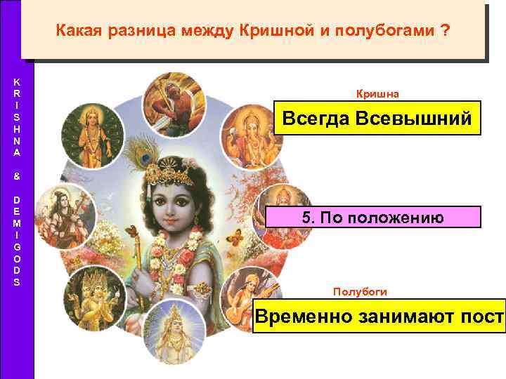 Какая разница между Кришной и полубогами ? K R I S H N A